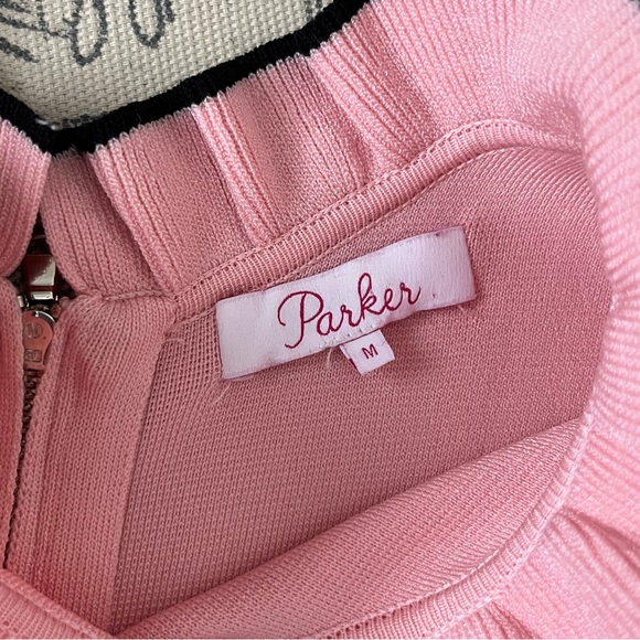 Parker Ryker Ballerina Pink Ruffle Knit Sleeveless Dress Womens Size Medium - Picture 10 of 13